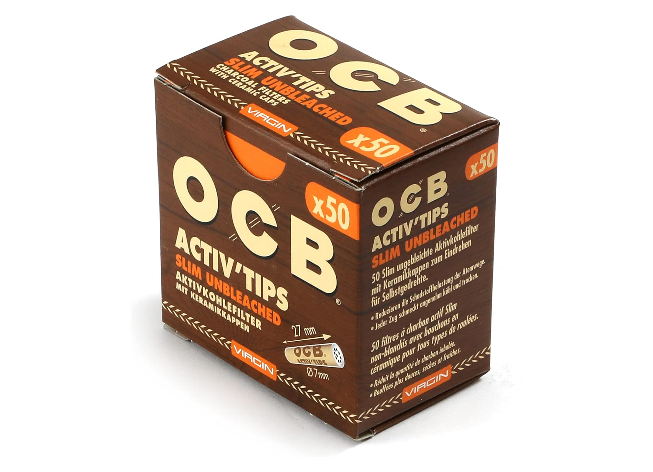 Boîte de filtres OCB Virgin Activ'Tips Slim Unbleached.